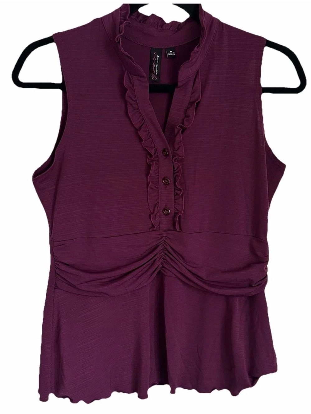 Y2K Clothing Co. by Notations Top Womens M Purple Sleeveless Pleated Ruffle